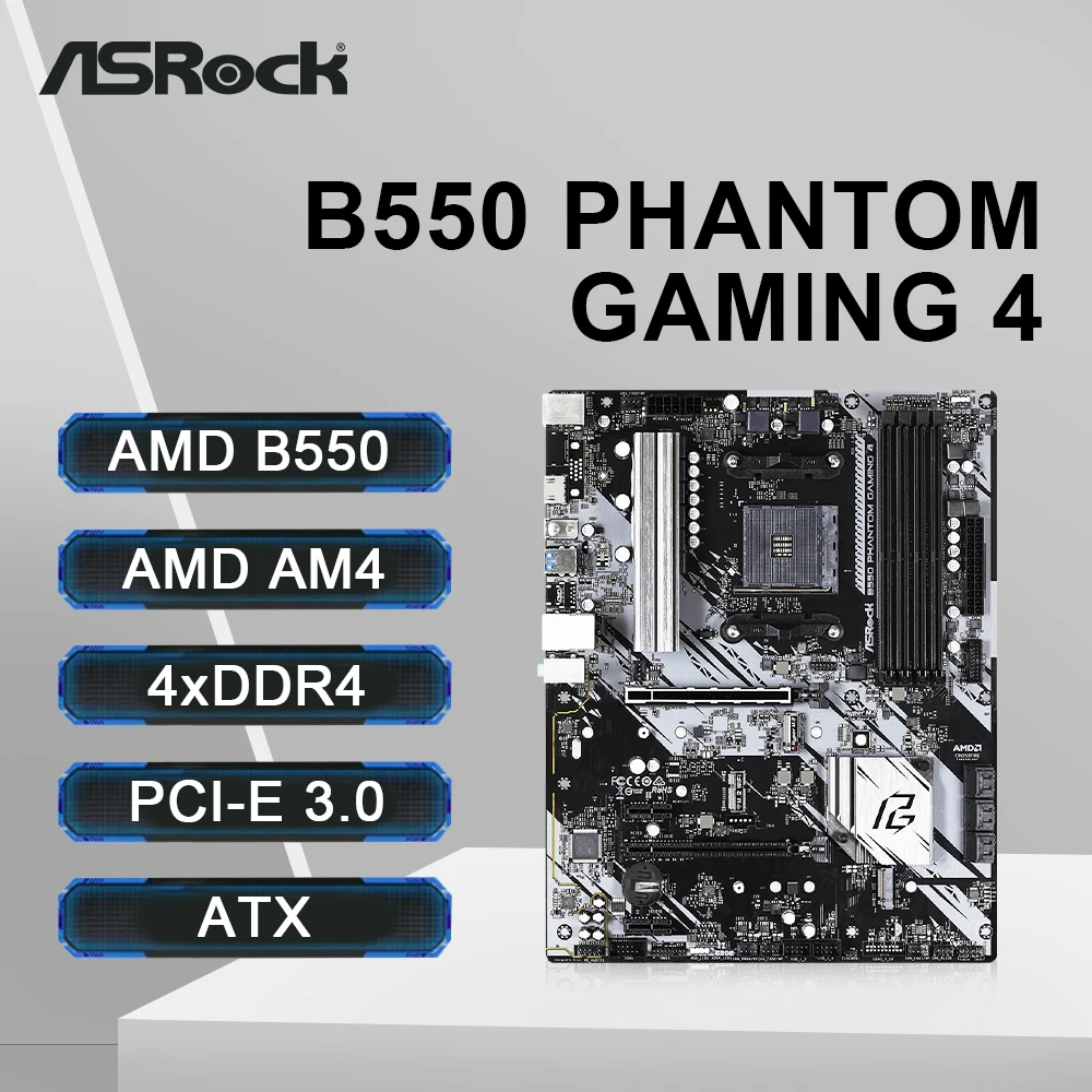 ASRock B550 마더보드 AM4 소켓 DDR4 4733MHz 128GB PCI-E 4.0 NVME M.2 SATA III 지지대 Ryzen 5 5600 5600G R7 5700X3D CPU 핫딜