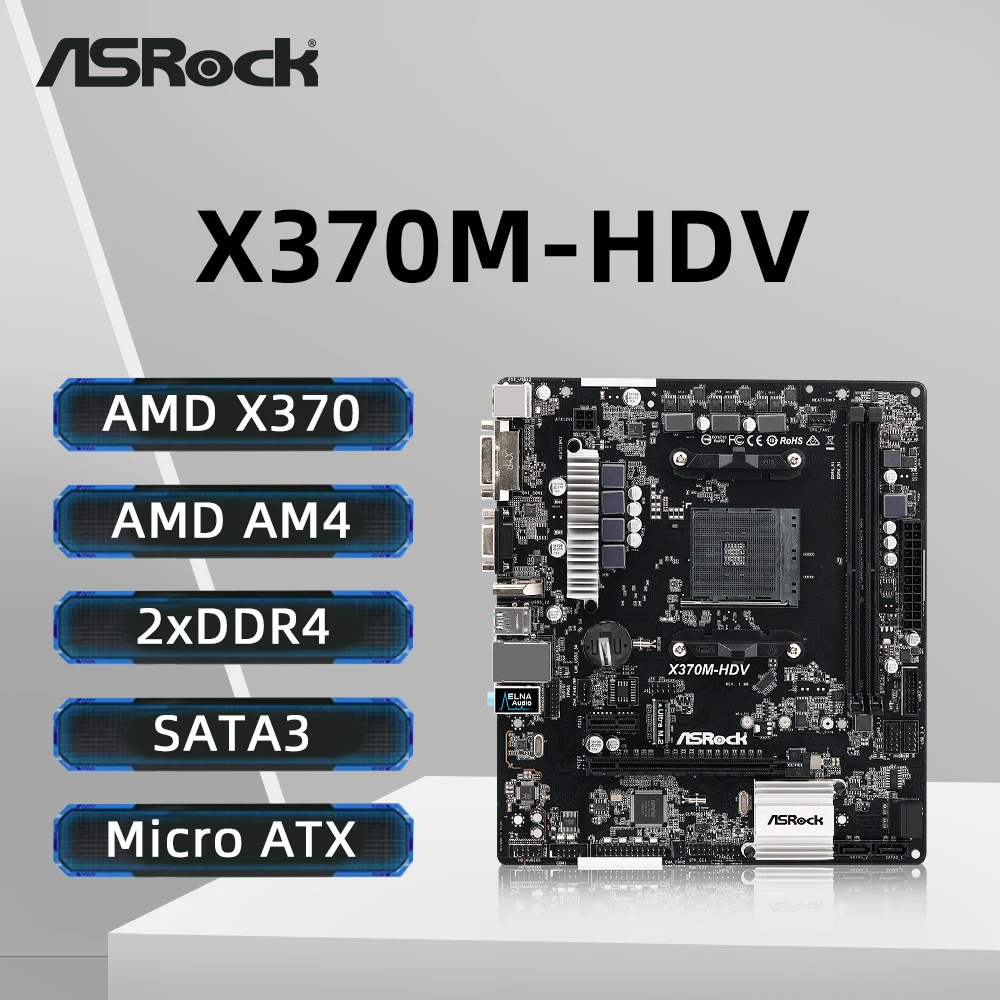 ASRock X370M-HDV 마더보드 지지대 Ryzen 9 5950X Ryzen 7 5700X3D Ryzen 5600 CPU DDR4 3200 M.2 NVME PCIe 3.0 AM4 메인보드 필수템